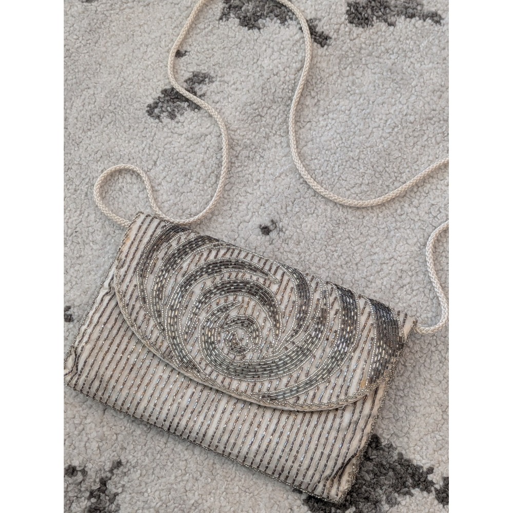 Vintage Walborg Spiral Beaded Clutch Crossbody‎ Purse Evening Bag